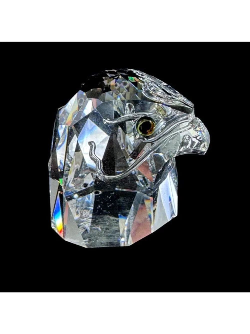 Swarovski Crystal Falcon Eagle Head Miniature Made in Austria Vintage 1980s